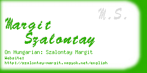 margit szalontay business card